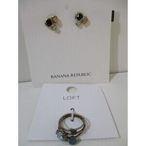 Ann Taylor LOFT Stacked Ring 6 NWT $24.5 Banana Republic Stud Earrings NWT 39 BL